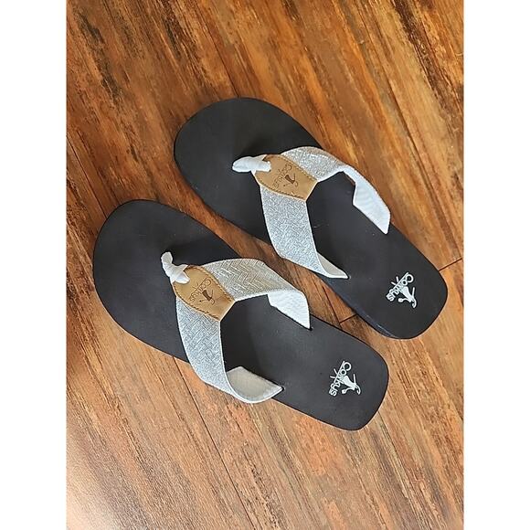 Silver And Black Womens Size 11 Corkys Flip Flops - Picture 1 of 3